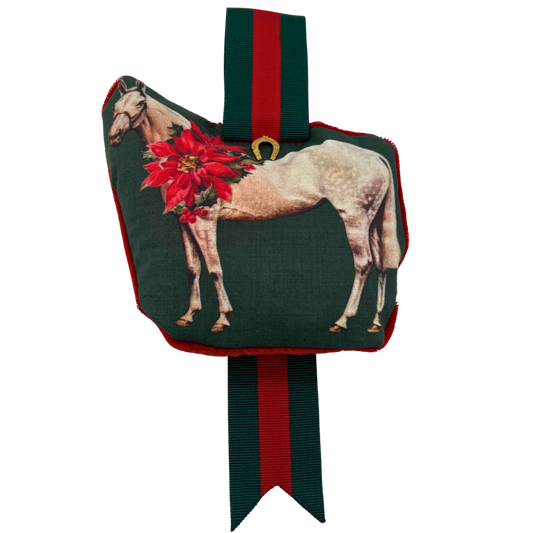 The Style of the Sporting Life™ Poinsettia Grey Horse Ornament - Limited Edition