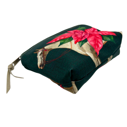 Rebecca Ray Canvas Round Top Pink Poinsettia Flower Pouch