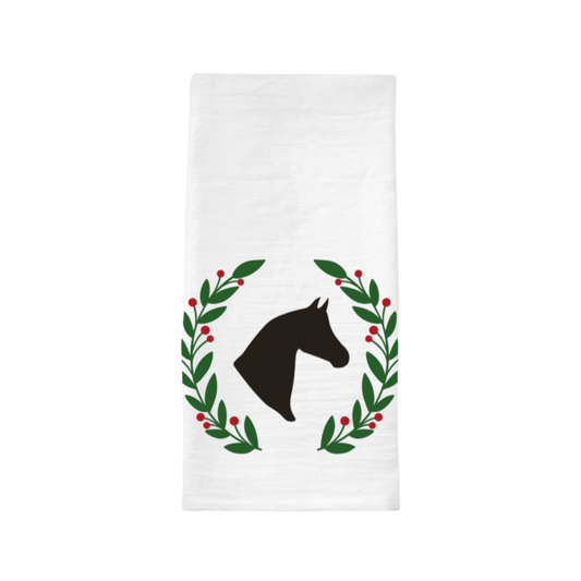 The Style of the Sporting Life™ Horse & Holiday Greenery Tea Towels - Set of 2