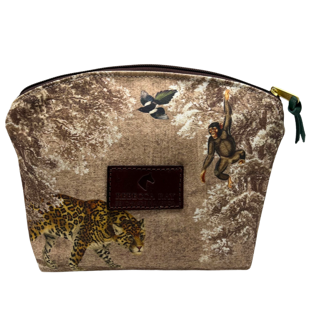 Sepia Bay Peacock Canvas Oversized Round Top Pouch
