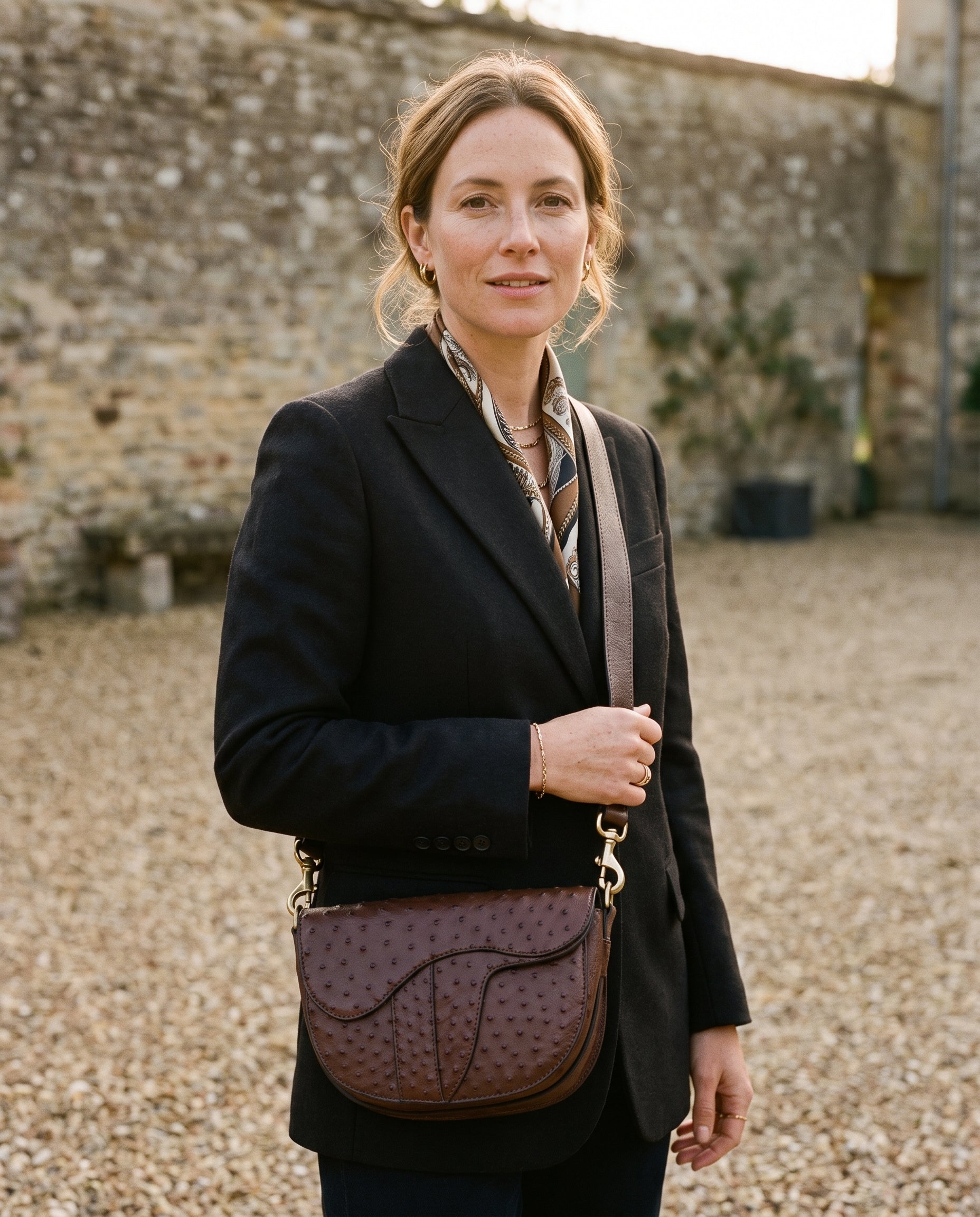 Chocolate Ostrich Windsor Saddle Bag - Chocolate Ostrich