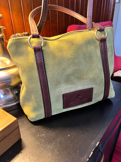 Loden with Walnut Stable Satchel in Suede - Minor Flaw