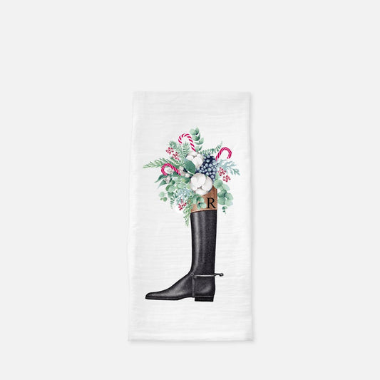 The Style of the Sporting Life™ Personalized Holiday Dress Boot Tea Towel - set of 2
