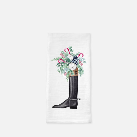The Style of the Sporting Life™ Personalized Holiday Dress Boot Tea Towel