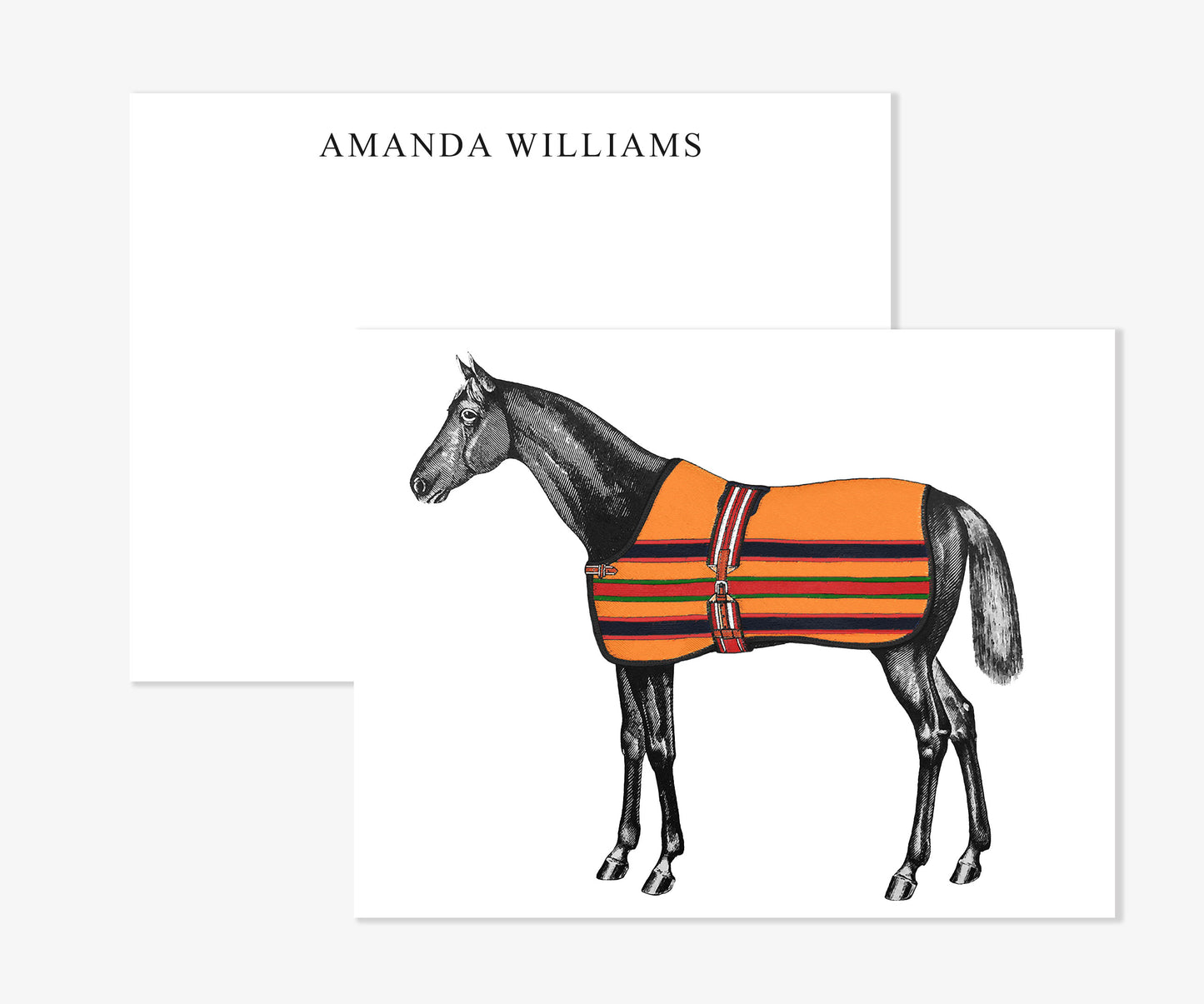 The Style of the Sporting Life™ Personalized Lilly Horse Correspondence Cards- 4 Color Options