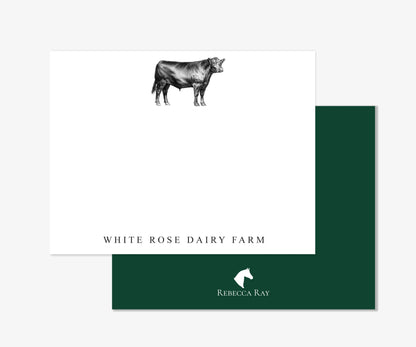 The Style of the Sporting Life™ Personalized Black and White Vintage Bull Correspondence Cards