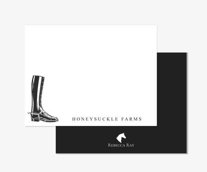 The Style of the Sporting Life™ Personalized Black and White Vintage Field Boot Correspondence Cards