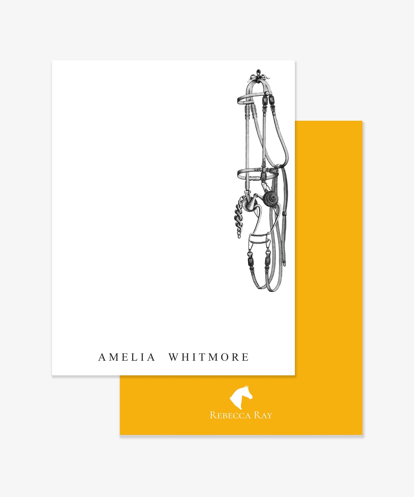 The Style of the Sporting Life™ Personalized Black and White Vintage Western Bridle Correspondence Cards