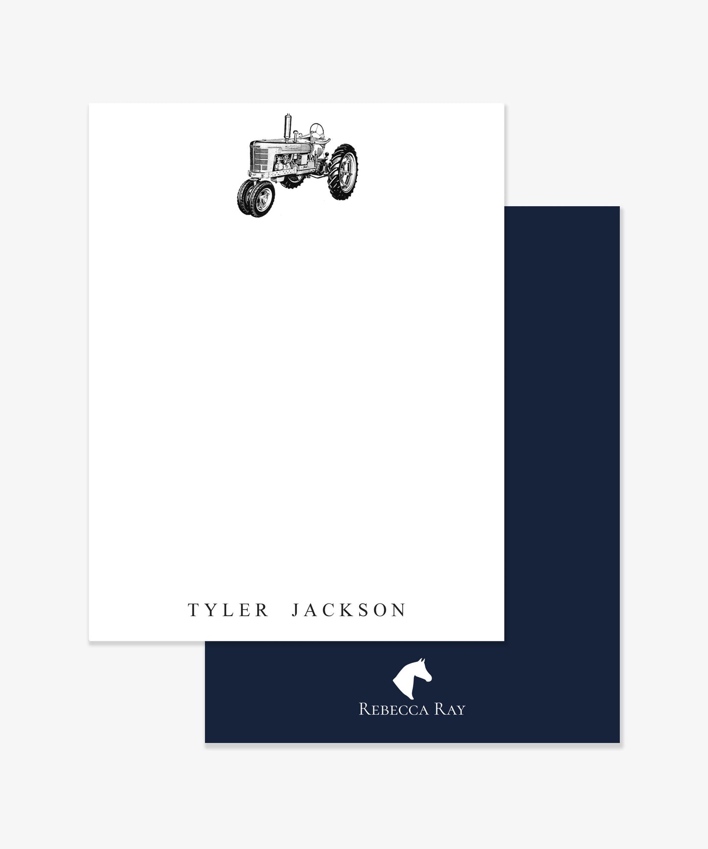 The Style of the Sporting Life™ Personalized Black and White Vintage Tractor Correspondence Cards