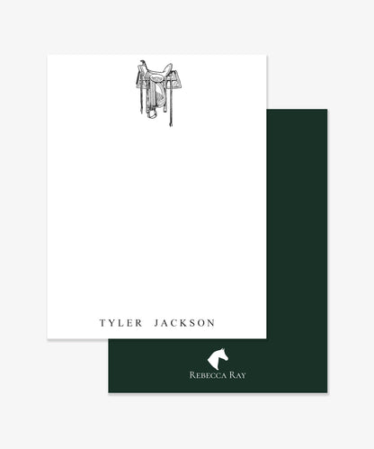 The Style of the Sporting Life™ Personalized Black and White Vintage Western Saddle Correspondence Cards