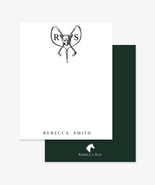 The Style of the Sporting Life™ Personalized Black and White Vintage Fox and Whips Correspondence Cards