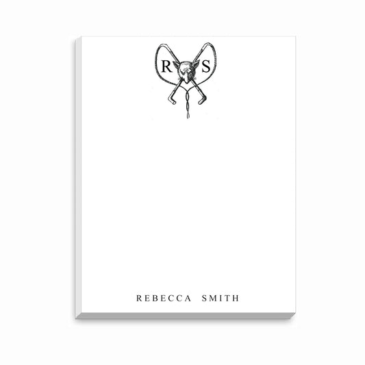 The Style of the Sporting Life™ Personalized Black & White Vintage Fox and Whips Notepad