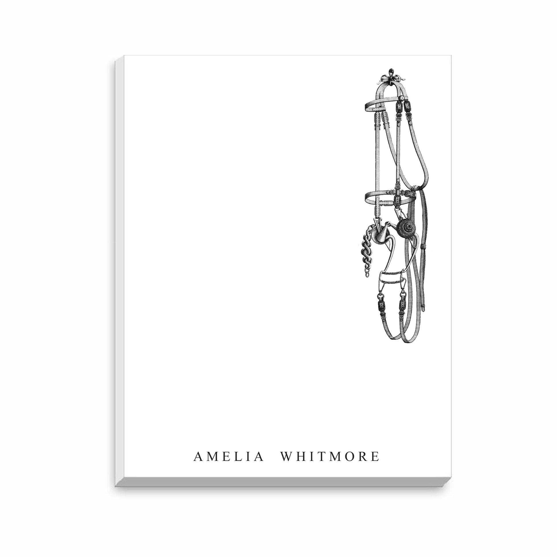 The Style of the Sporting Life™ Personalized Black & White Vintage Western Bridle Notepad