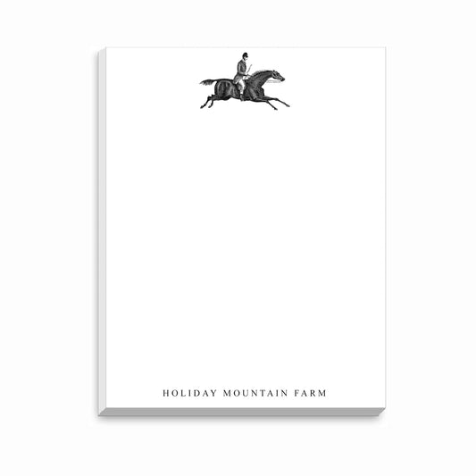 The Style of the Sporting Life™ Personalized Black & White Vintage Race Horse Notepad