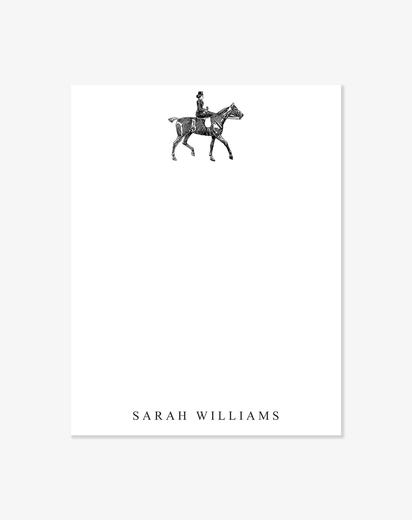 The Style of the Sporting Life™ Personalized Black & White Vintage Side Saddle Lady Notepad