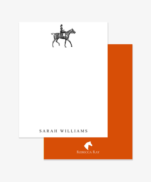 The Style of the Sporting Life™ Personalized Black and White Vintage Side Saddle Lady Correspondence Cards