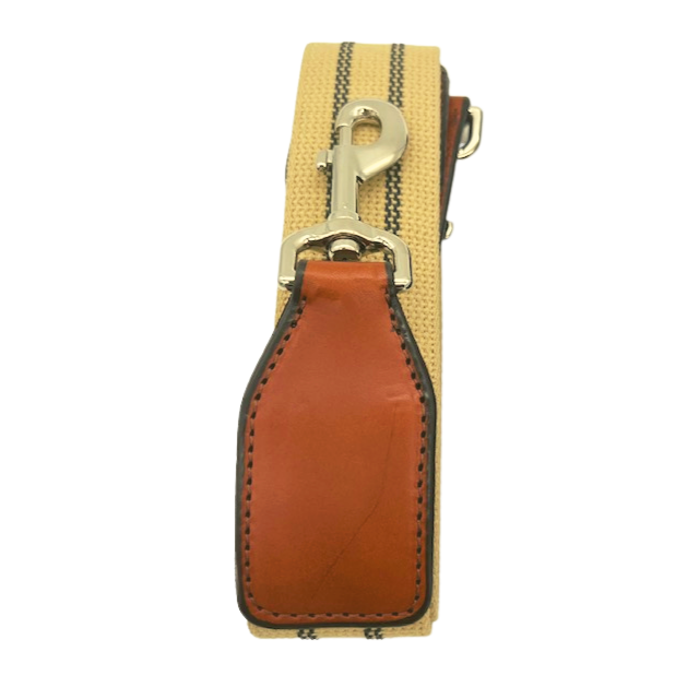 Webbing and Bridle Leather Shoulder Bag Strap Chestnut & Natural Webbing & Brass